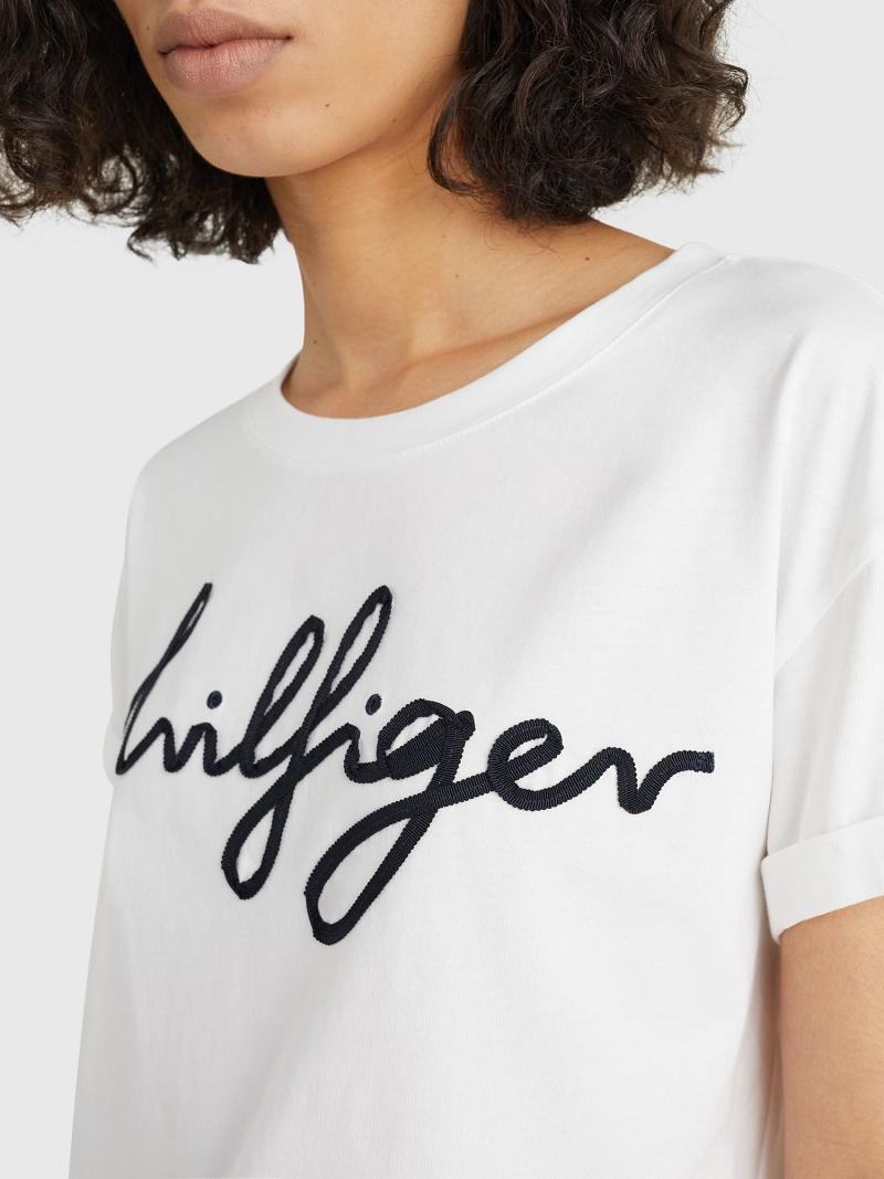 Női Tommy Hilfiger Hilfiger Póló Fehér | HU 455MQZ